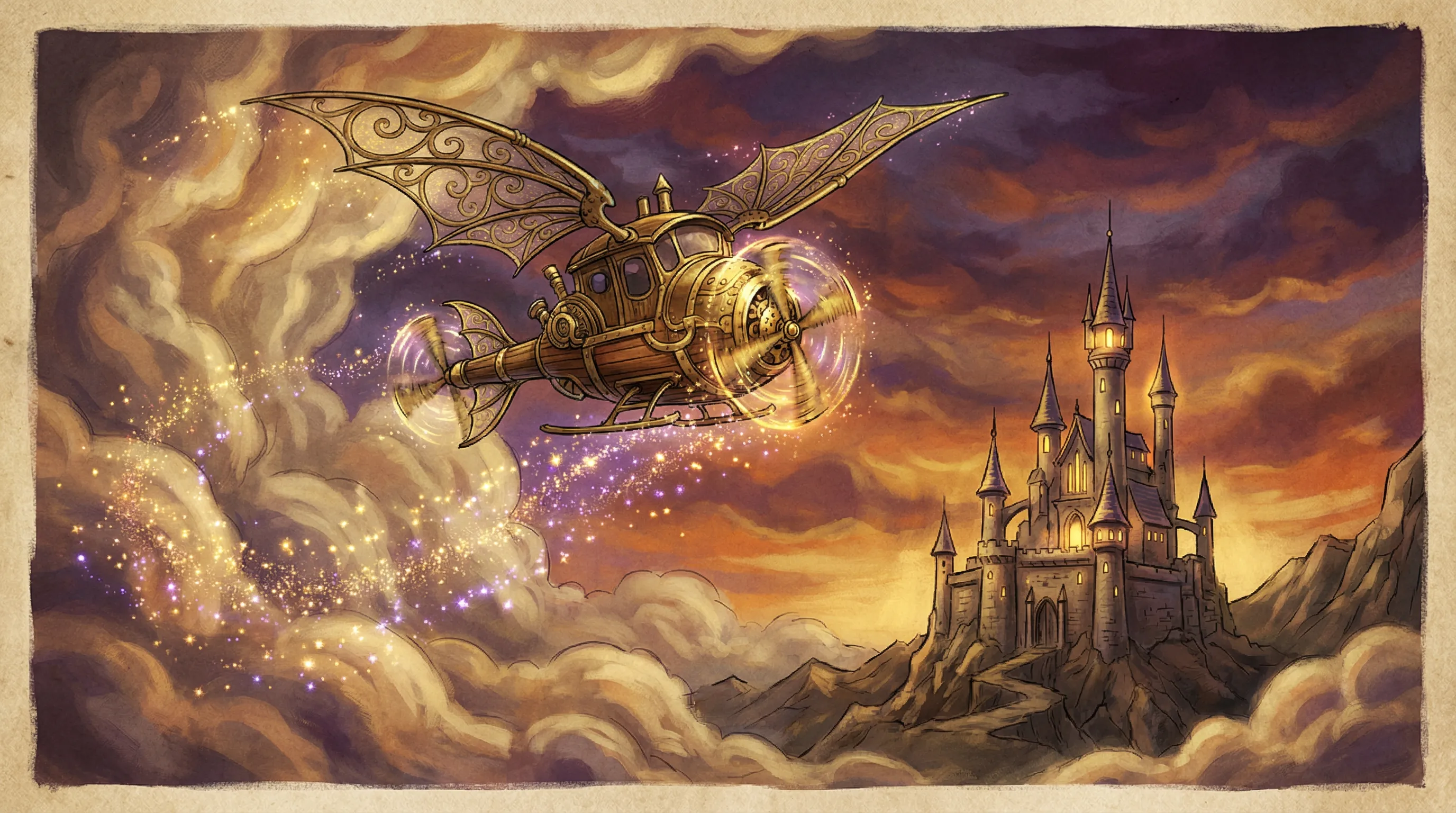 Avião mágico voando nas nuvens encantadas do Onabet